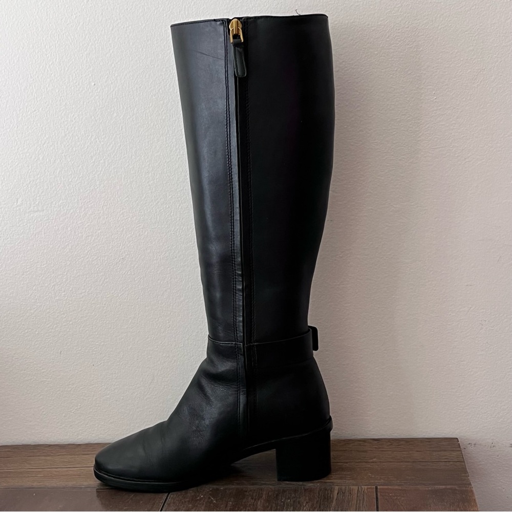 Tory Burch Black Leather Tall Heeled Riding Boots Womens size 6 - Picture 2 of 12